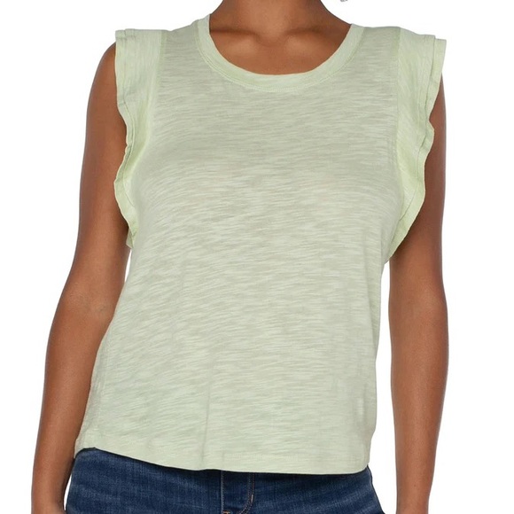 Liverpool short flutter sleeve v neck knit top black main image 0